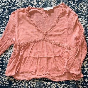 Pink Mid-Cropped Flowy Shirt
